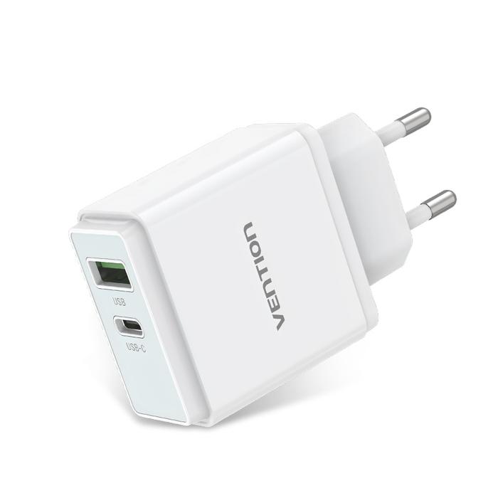 Gambar USB-C Charger 2 in 1 PD3.0 20W QC3.0 18W Wall Charger - EU Standard, Black dari XLink Surabaya Kota Surabaya Tokopedia
