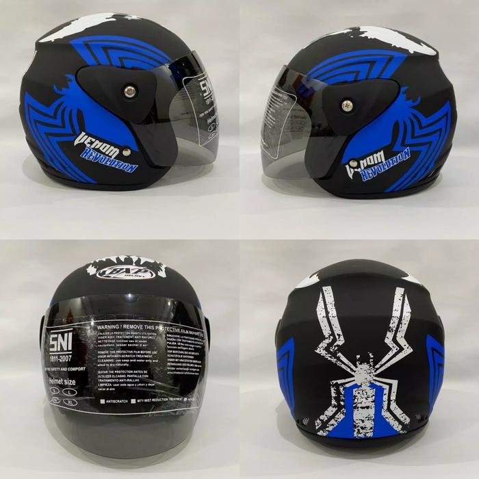 Gambar Helm Motor Evolution Nouvo SNI Dewasa Motif Venom Hitam Doff - Motif Biru dari frando helm undefined Tokopedia