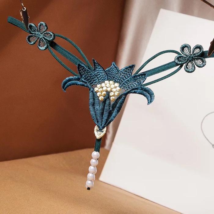 Gambar G String Wanita Sexy Mutiara Thong Bertali bordir Lingerie Seksi C229 - Hijau, All Size dari Dezenna undefined Tokopedia