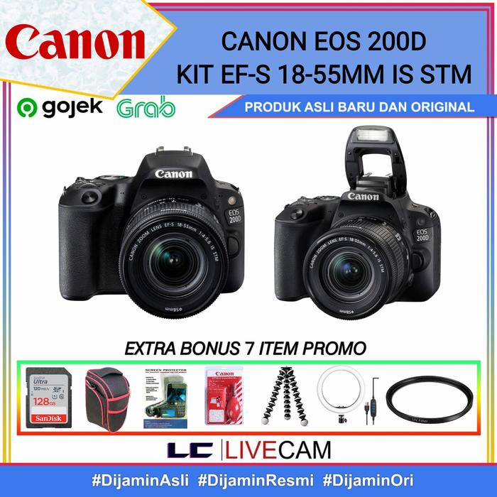 CANON EOS 200D KIT 18-55MM IS STM KAMERA CANON 200D KIT 18-55MM IS  DISTRIBUTOR, BODY ONLY