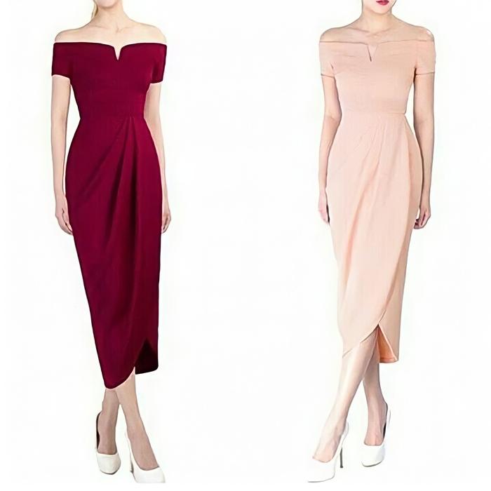Jual Dress midi sabrina korea dress formal kasual big size jumbo wrap dress  - XS - Kota Depok - Ladiesareola | Tokopedia