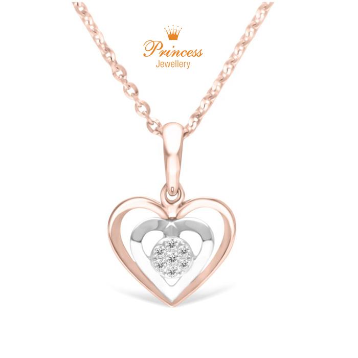 Gambar Liontin Love Berlian PPD + KALUNG Emas RG Princess Jewellery - White Rose Gold dari Princess Jewellery Online undefined Tokopedia