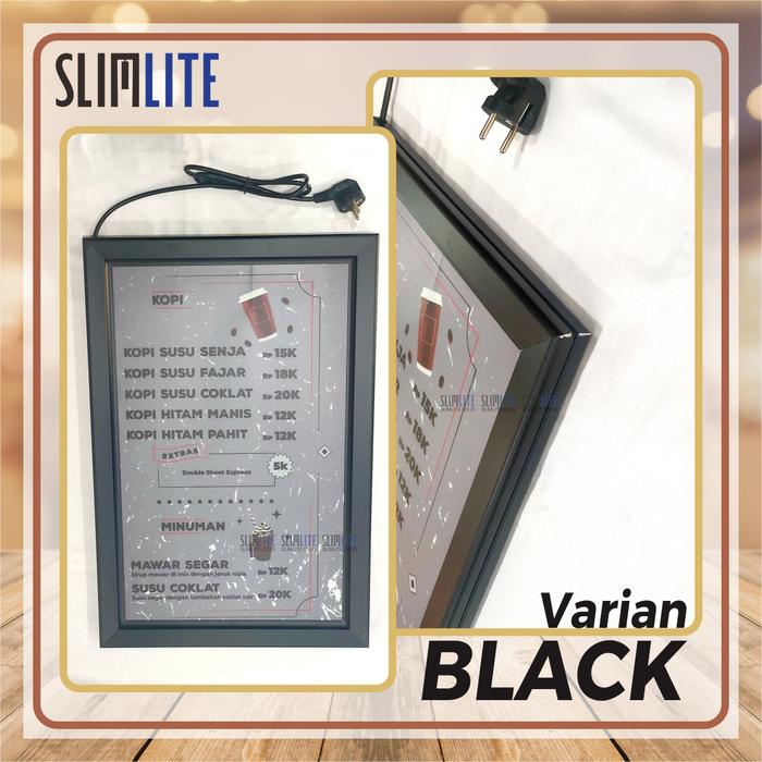 Gambar Slimlite Snap Frame Light 60x80cm - Slim Neon Box Light Box Menu Resto - Black dari SLIMLITE Kota Surabaya Tokopedia