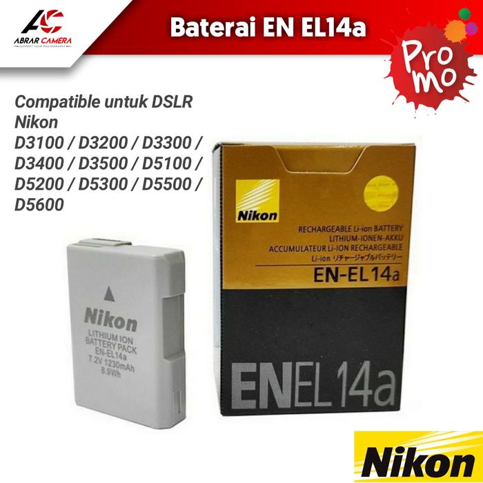 Jual Baterai Kamera Nikon EN EL14a EN EL14 D3100 D3200 D3400