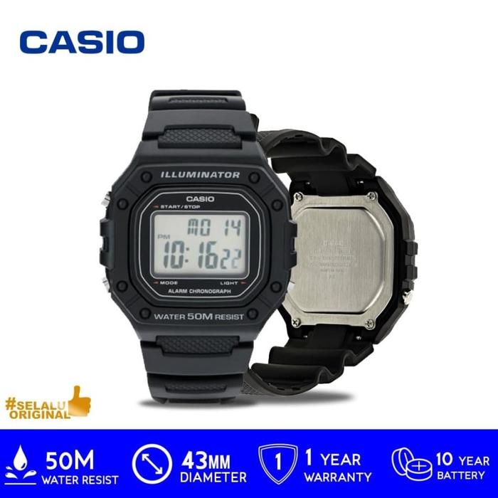 Gambar Casio Original W-218H/ W218H 1A - Jam Tangan Pria Digital - Karet - Hitam dari GrosirGshock undefined Tokopedia