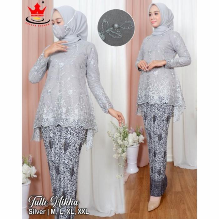 Gambar Setelan kebaya mhika/baju kebaya cantik/baju pesta - silver, M dari saiyokato undefined Tokopedia
