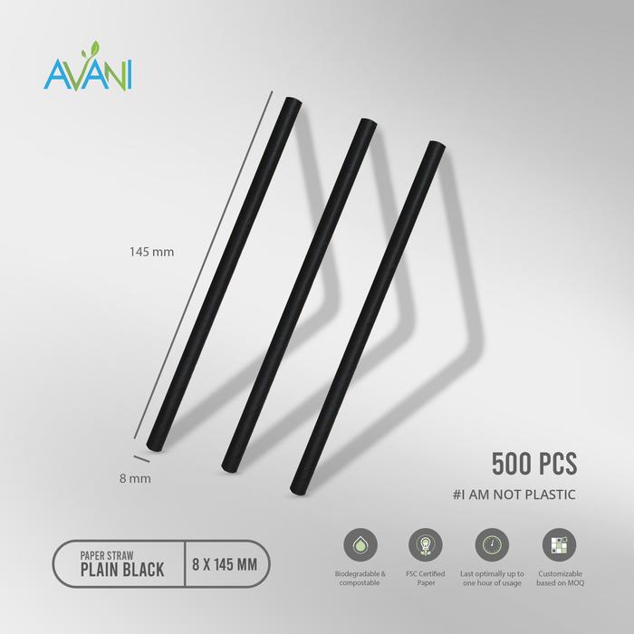 Gambar Avani Paper Straws Plain Black - Short - Short 8mm dari Avani Eco Bali undefined Tokopedia