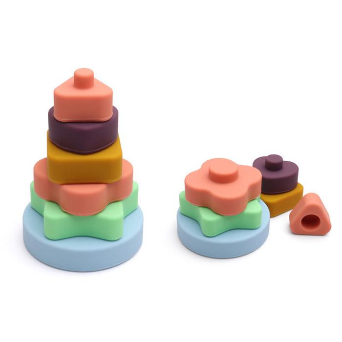Gambar Mainan Bayi Geometri Tower Soft SilikonFood Grade Aneka Bentuk Toy Kid - Atas Pink dari Kidzcare undefined Tokopedia