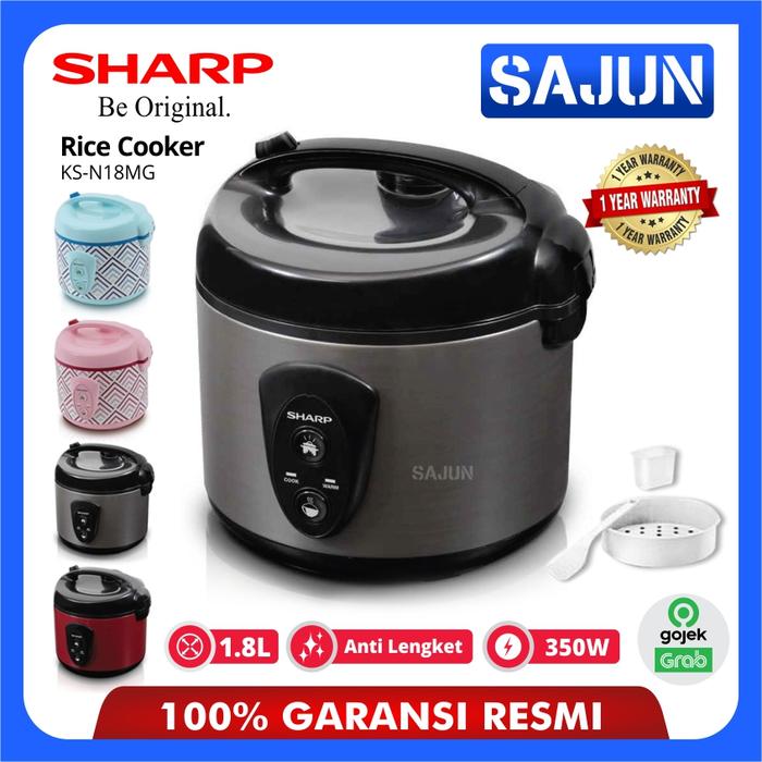 Gambar Rice Cooker Sharp KS-N18MG-RD Penanak Nasi Kapasitas 1.8 Liter - Silver dari Sajun Electronic Tangerang undefined Tokopedia