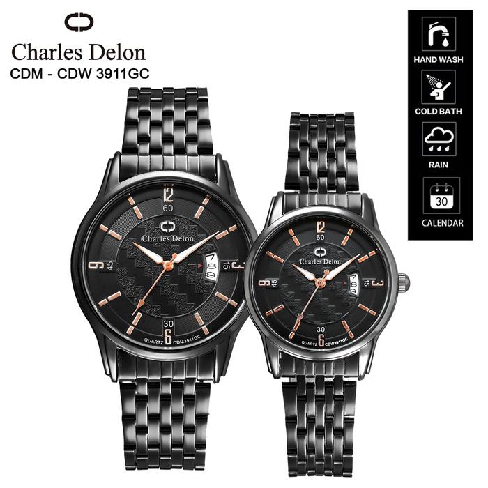 Gambar Jam Tangan Couple Charles Delon Original Bonus Kotak 3911GC - Orange, Couple dari Toko Jam Jam undefined Tokopedia