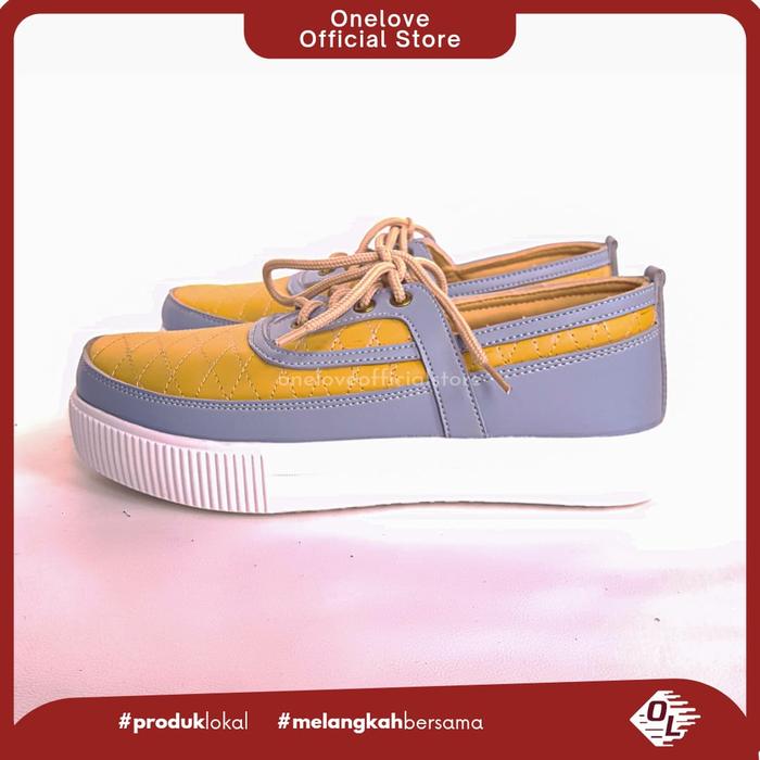 Gambar Sepatu Wanita Sneakers Handmade One Love Original Warna Biru Kuning - Biru-Kuning, 42 dari Onelove Official Store undefined Tokopedia