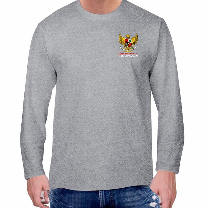 Gambar Kaos Pria Lengan Panjang Logo GARUDA Oblong Panjang Cowok Keren - Abu Tua, XL dari JON_STAR undefined 5 Tokopedia