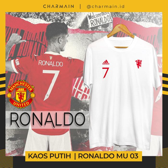 Gambar Kaos 1 SISI CR7 Manchester United Cristiano Ronaldo Jersey Merchandise - Putih, S dari Charmain ID undefined Tokopedia