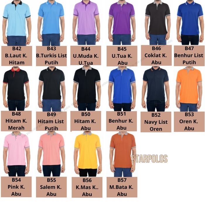 Gambar Kaos kerah/ kaos polo shirt lengan pendek COKLAT KERAH ABU pria wanita - Tulis No Warna, S dari Star Polos_NEW undefined Tokopedia