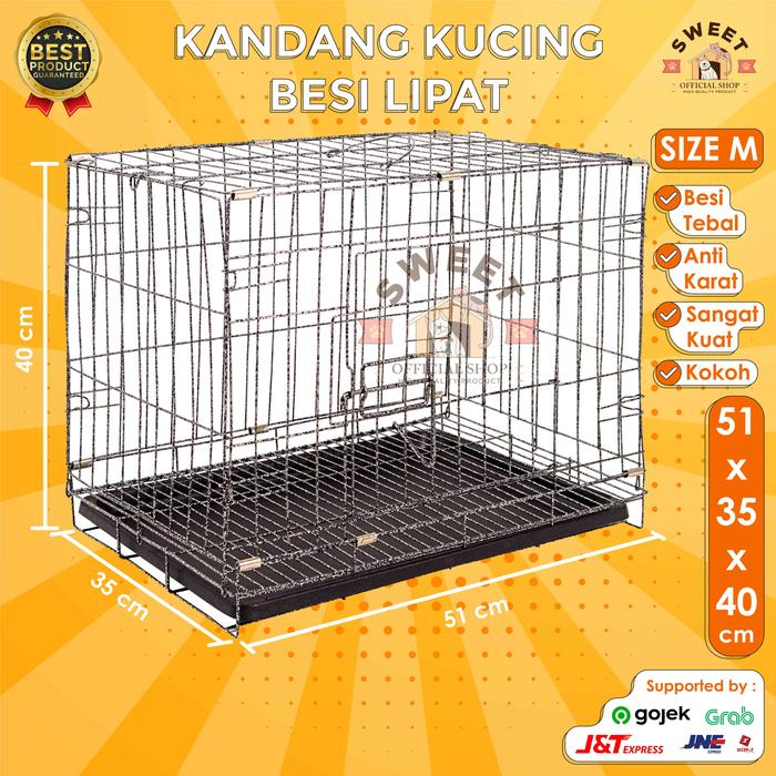Gambar KANDANG BESI LIPAT TEBAL SIZE M(57X45x37) KUCING HAMSTER BURUNG - KA02 M TEBAL, Hitam dari SWEETOFFICIALSHOP undefined Tokopedia