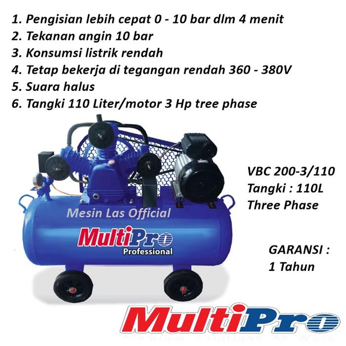 Jual Kompresor Multipro VBC 200-3/110 Kompresor 2HP Three Phase ...