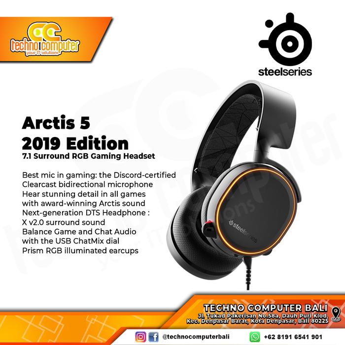 Gambar Headset Gaming Steelseries Arctis 5 7.1 Surround RGB - Hitam dari Techno Computer Bali undefined Tokopedia