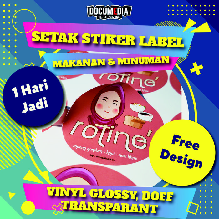 Gambar Cetak Stiker Vinyl + Cutting (bulat/oval/customized) - Vinyl Doff, 7x7 dari Documedia Digital Printing undefined Tokopedia