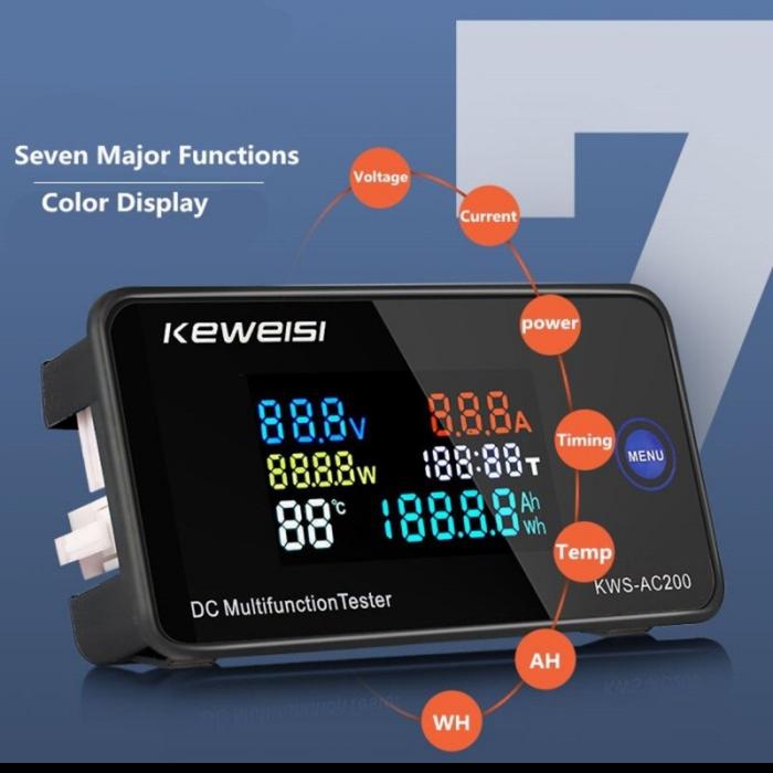 Keweisi DC200 200vdc 10A 50A 100A DC watt meter kwh ampere volt meter - 100A