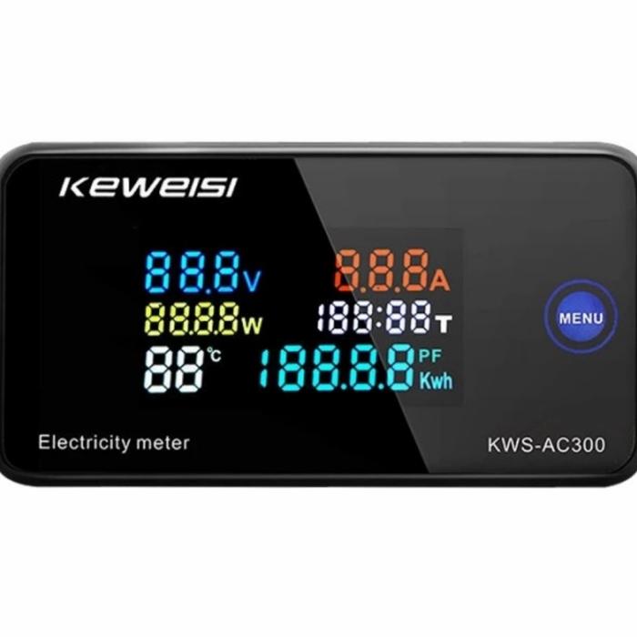 Keweisi AC300 100A display KWh power faktor watt meter suhu
