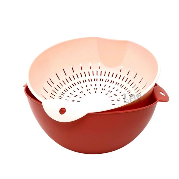 Gambar Wadah Cuci Beras Sayur Buah Serbaguna-Multifunction Bowl(00144.00551) - Pink-Merah dari Leo Online Shopping undefined Tokopedia