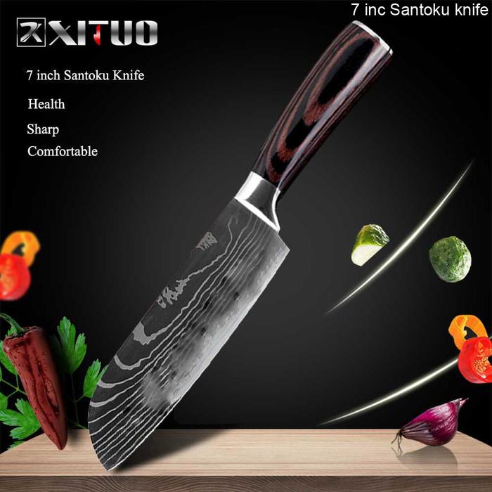 Gambar Alat potong Pisau Dapur Chef Damascus Pattern 8/7/6/5/3,5 inc - 7 in SK dari Hero Online GO SHOP undefined Tokopedia