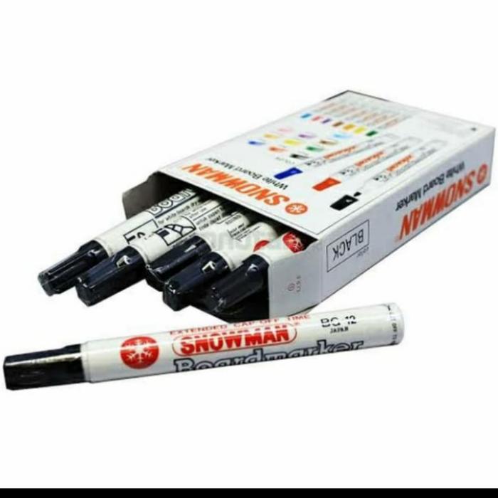 Gambar spidol snowman white board 1 dus isi 12 - Hitam dari haikal stationery undefined Tokopedia