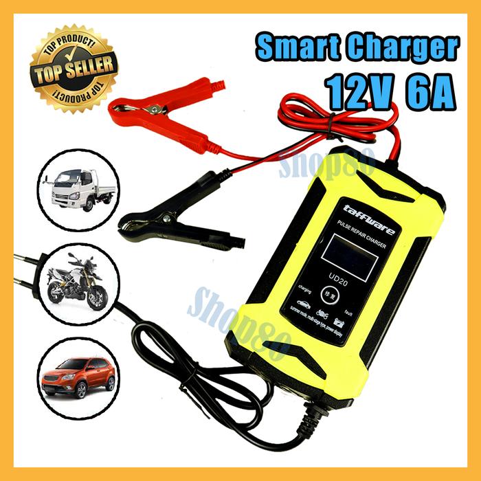 Gambar Charger Accu Otomatis 12V 10A / 20A Alat Cas Casan Aki Motor Mobil - Kuning 6A dari Shop-80 undefined Tokopedia