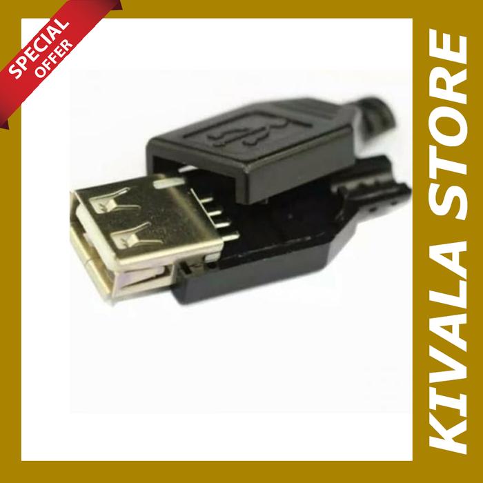 Socket USB female plastik 4 kaki