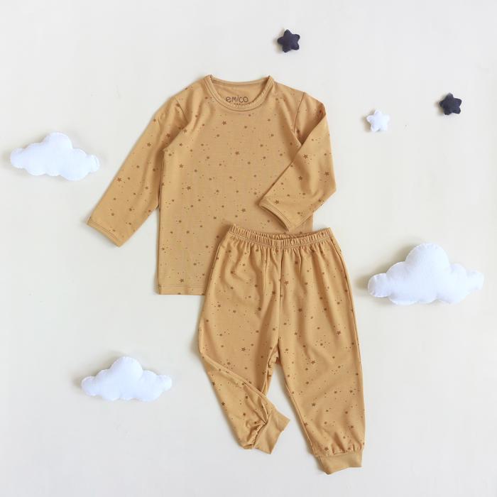 Gambar Emico tencel toddler pyjamas set - piyama anak halus - mocha star, 1yo dari JNA CROWN SHOP undefined Tokopedia