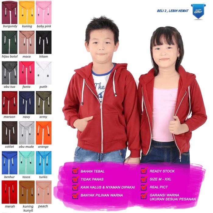 Gambar Jaket Hodie Ziper Anak Laki Perempuan 7 8 9 10 11 12 Th Merah Maroon - 6, Merah Maroon dari epixapparel undefined Tokopedia