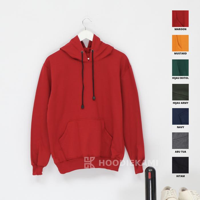 Gambar (BISA COD) PROMO HOODIE POLOS PRIA WANITA JUMPER FLEECE TERMURAH M-L-X - MAROON, XL dari Hoodie Kami Indonesia undefined Tokopedia