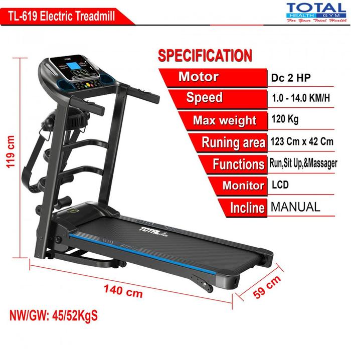 Jual PROMO Treadmill Elektrik 4in1 TOTAL TL-619 Jakarta Barat