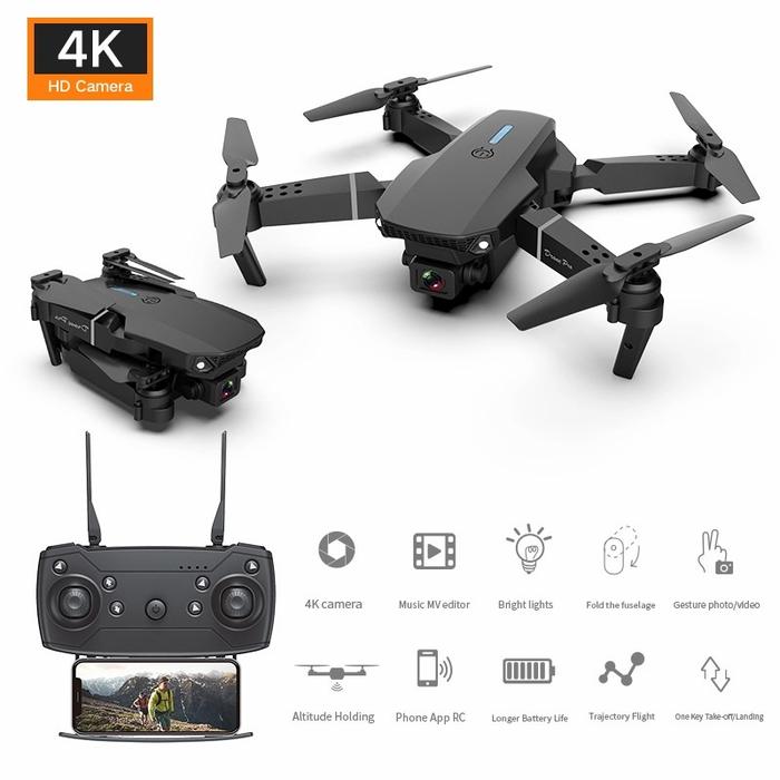 Gambar New Drone E88 Pro Mini RC 4K ultra HD Camera WIFI FPV APP Controle - Hitam dari Boss Grosir Indo undefined Tokopedia