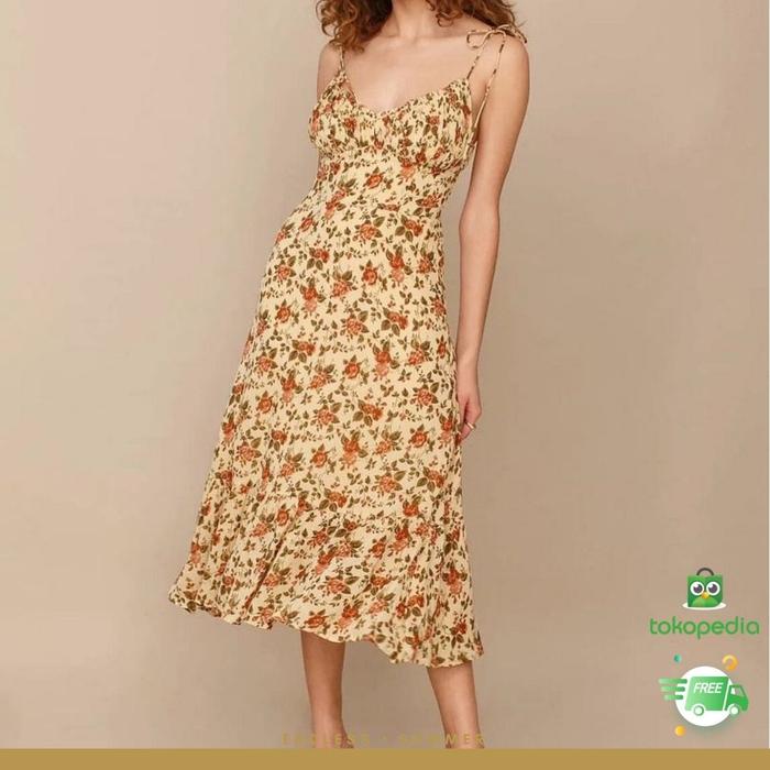 Jual Beige Rose Flower Dress - Summer 