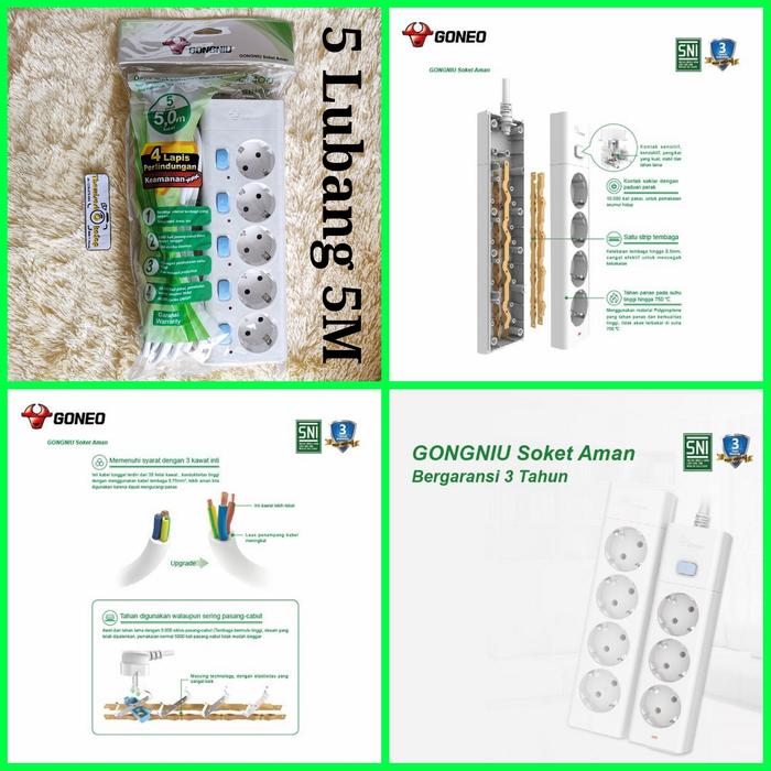 Gambar GONGNIU G3050-50 5M Terminal Listrik Power Strip Stop Kontak OriResmi dari Thewisest Okesop undefined Tokopedia
