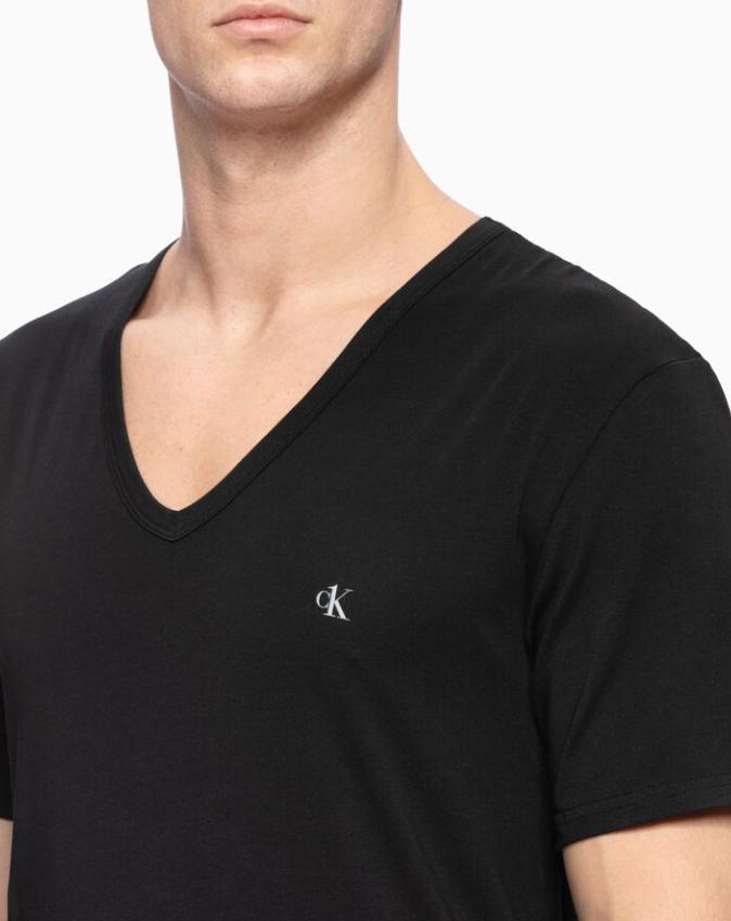 Pria - Ck One Cotton V Neck Tee - Hitam 