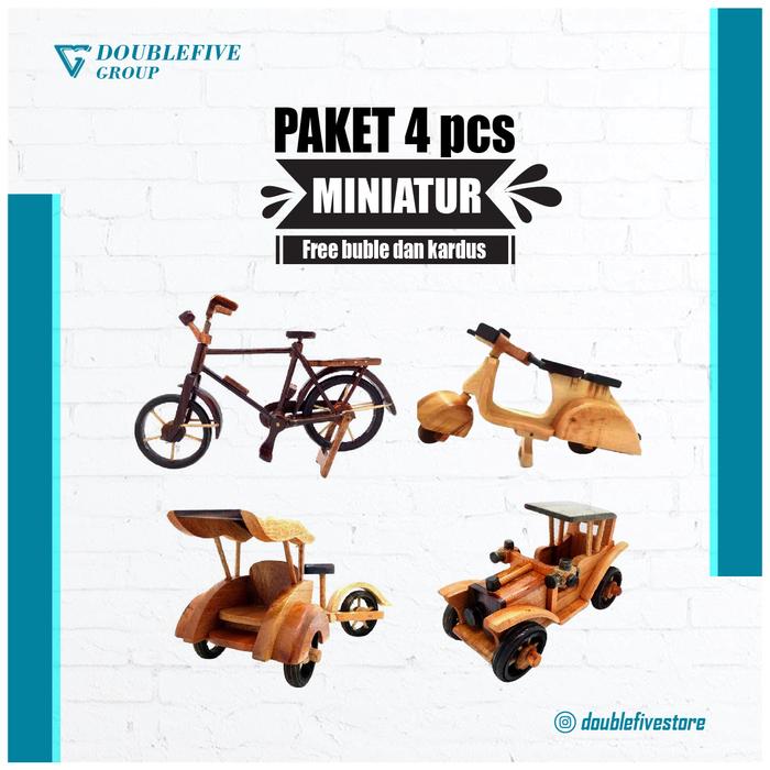 Gambar Miniatur Paket I dari kayu [Sepeda, Vespa, Becak, Otran] dari DOUBLEFIVE GROUP undefined Tokopedia