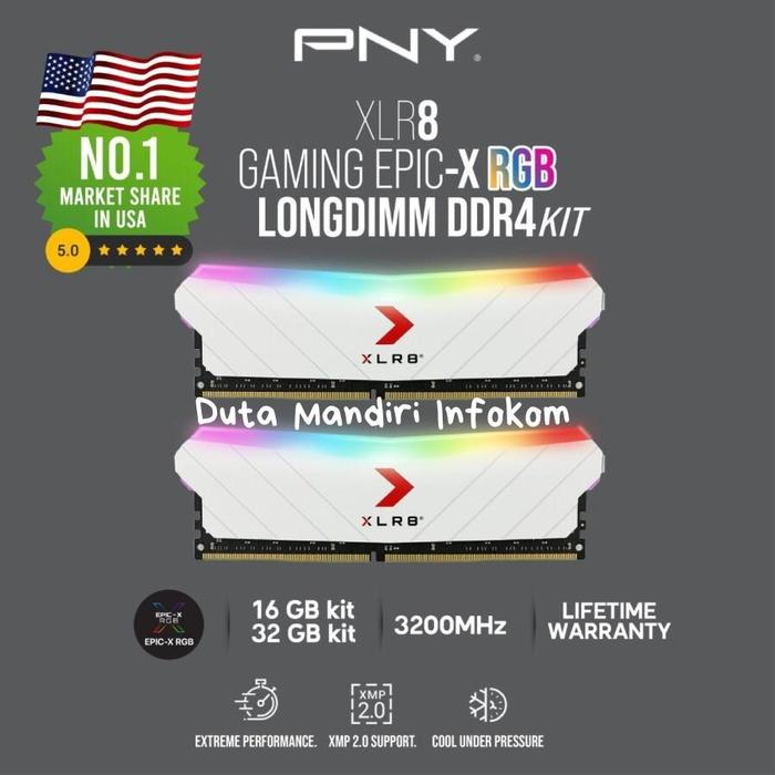 Jual PNY XLR8 RGB DDR4 16GB (8GBX2) PC-25600 3200Mhz Kota