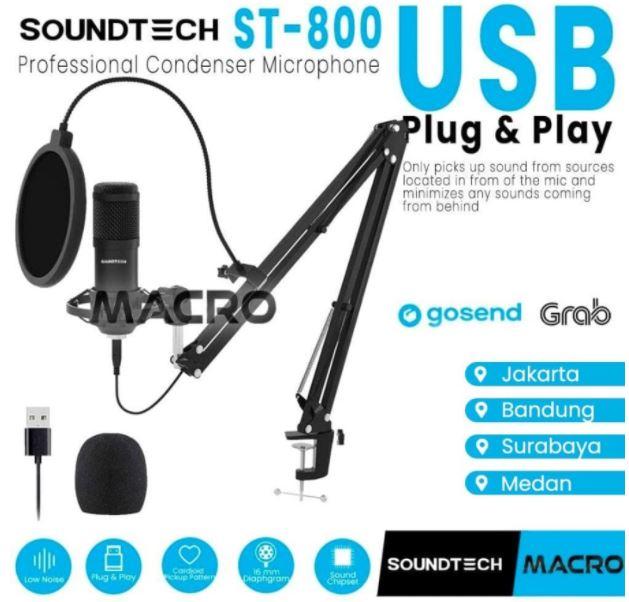 Gambar SOUNDTECH Microphone Condenser For Recording Streaming Podcast - GUNTING dari MACRO.id undefined Tokopedia