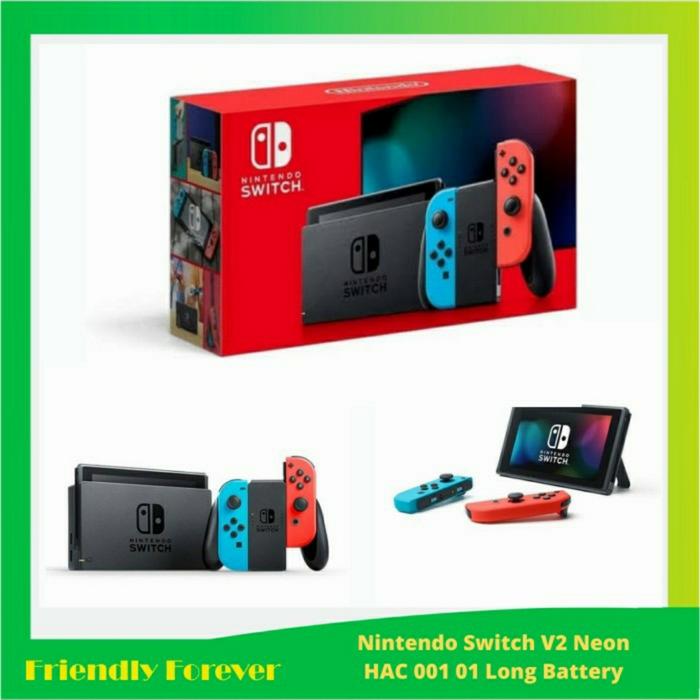 Gambar NINTENDO SWITCH NEW V2 HAC 001 01 NEON+BONUS ANALOG CAP&TEMP GLASS - Console Only dari FriendlyForever undefined Tokopedia
