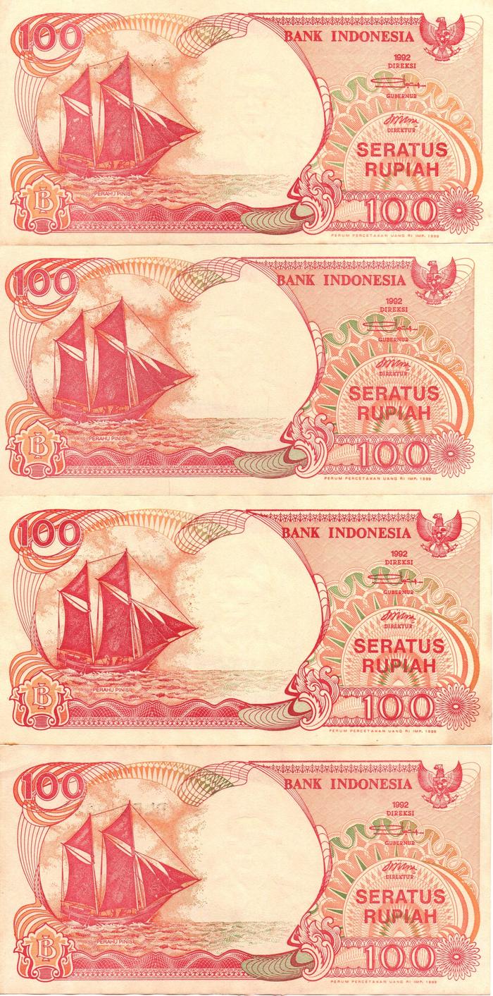 Gambar Uang Kertas 100 Rupiah Perahu Layar Emisi 1992 (IMP 1999) UNC - FNV283005 dari VE Stall undefined Tokopedia