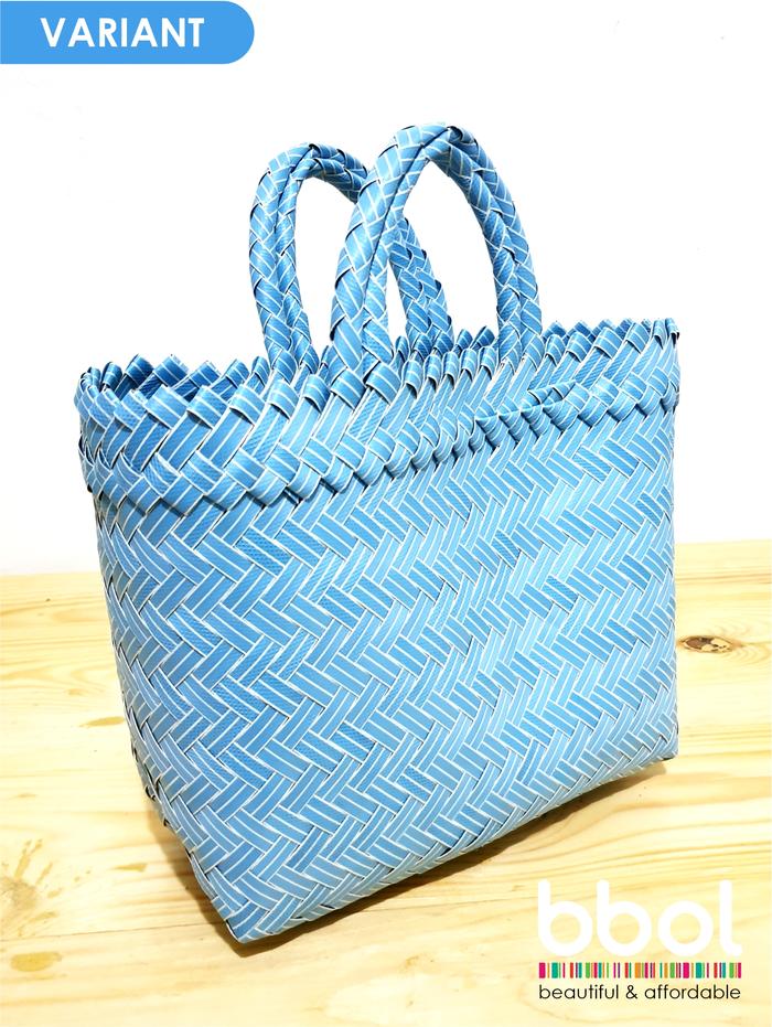 Gambar tas anyaman plastik polos kecil - Biru dari Beebeeonlineshop undefined Tokopedia