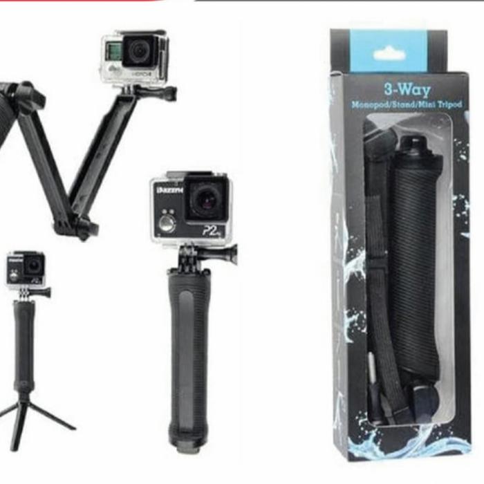 Jual Monopod Three way tongsis untuk action cam GoPro Kota