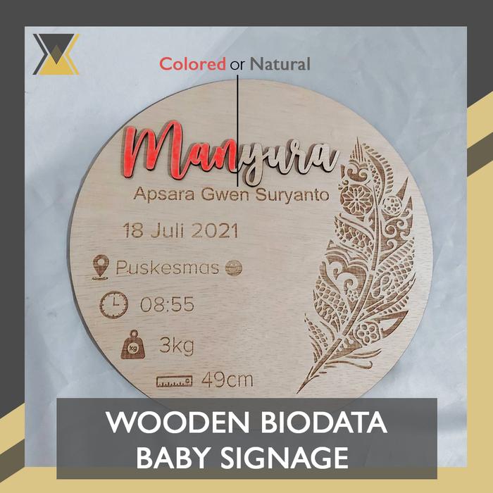 Gambar Baby Biodata Signage | Papan Nama Bayi dari Kayu - Nama Warna Cat, D 25 cm dari LaxrLab undefined Tokopedia