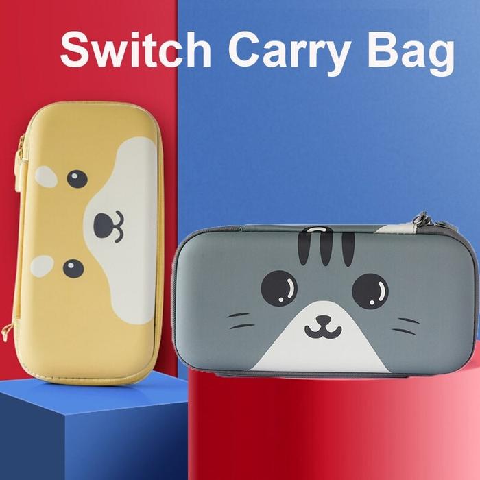 Nintendo Switch Storage Bag Cute Cat Dog Hard Pouch Carrying Case Tas  Abu-abu di Wisnu Disc Store Tokopedia
