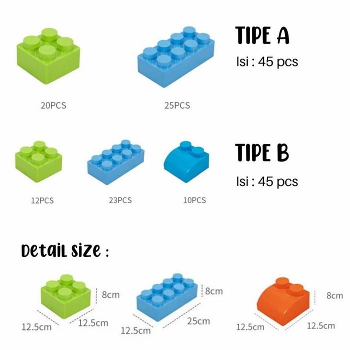 Gambar Jumbo Blocks / Lego Jumbo / Giant Blocks - Tipe B dari Littlemimoos undefined Tokopedia