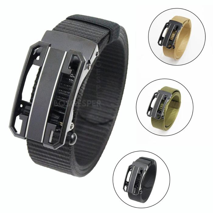 Gambar Arfan Five Brother's Ikat Pinggang Import Bahan Nylon Terlaris Gesper Hijau Hitam Pria - Hitam dari Arfan Five Brother's undefined Tokopedia