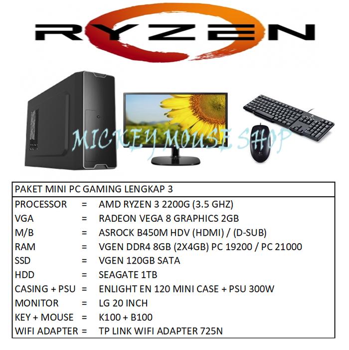 Jual PAKET MINI CASE PC GAMING LENGKAP 