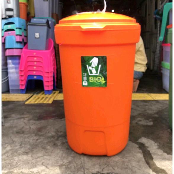 Gambar TEMPAT SAMPAH BESAR 120 liter RODA BIO GREEN LEAF/TONG SAMPAH 120liter - Orange dari MARVELL HOUSEWARE undefined Tokopedia